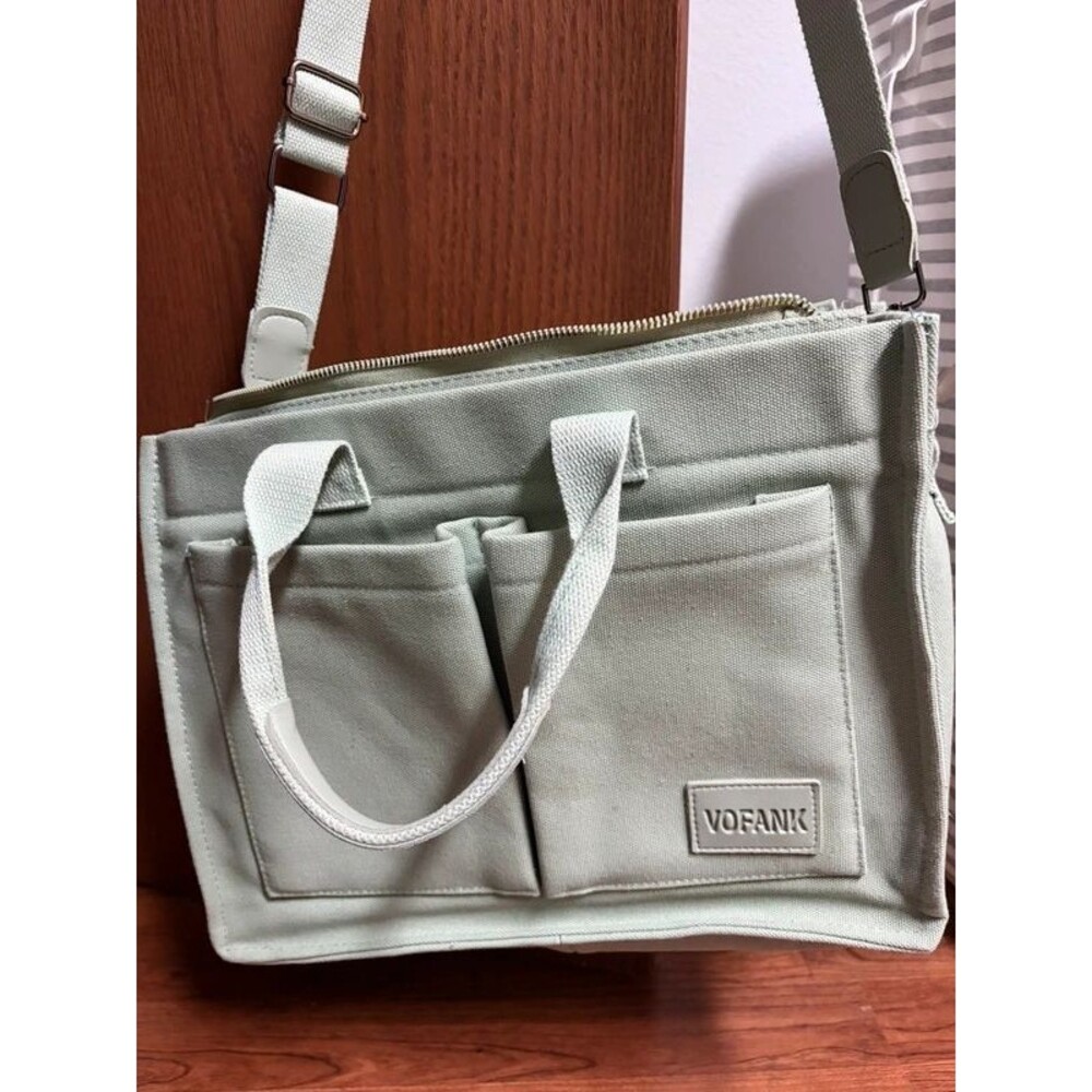 Vofank Canvas Tote Bag for Women with Pockets Large Crossbody Bag Satchel